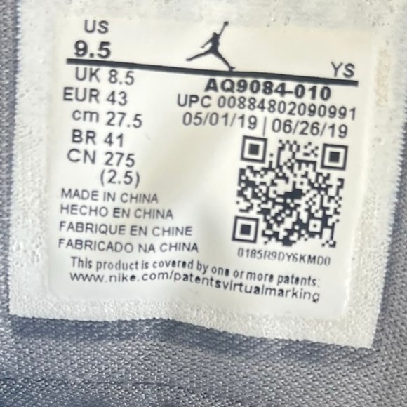 Jordan Men's Aura Cool Grey Shoes Sneakers Size 9.5 Style AQ9084-010 - Picture 14 of 14